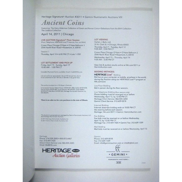 Heritage Gemini Numismatic Auctions VIII Catalog 2011 PPB CICF Coins - Picture 3 of 7